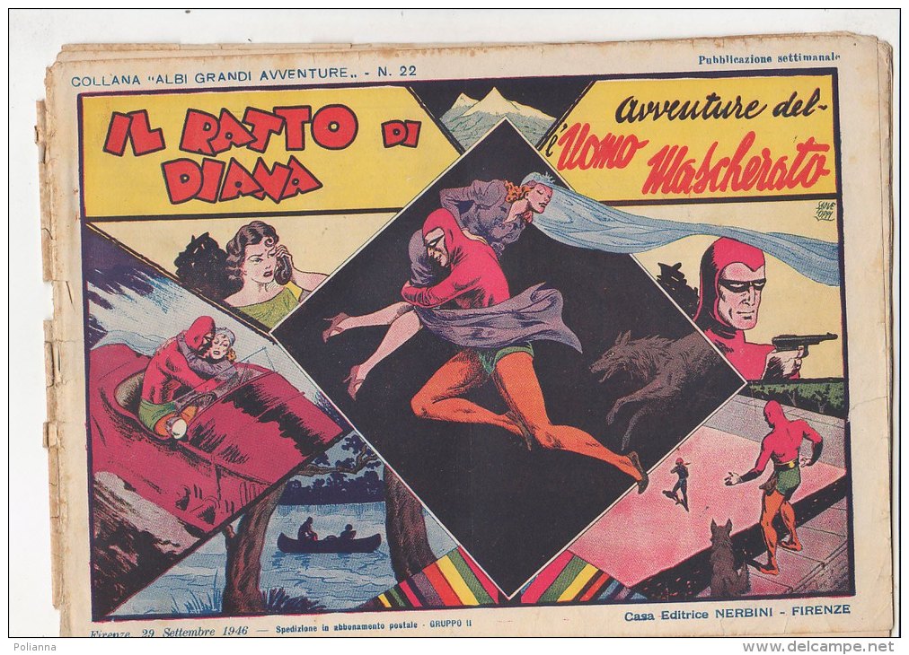 PFI/36 ALBI GRANDE AVVENTURE N.22 UOMO MASCHERATO IL RATTO DI DIANA Nerbini 1946/Toppi - Comics 1930-50