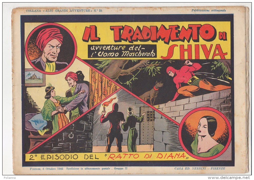 PFI/37 ALBI GRANDE AVVENTURE N.23 UOMO MASCHERATO IL TRADIMENTO DI SHIVA Nerbini 1946 - Comics 1930-50