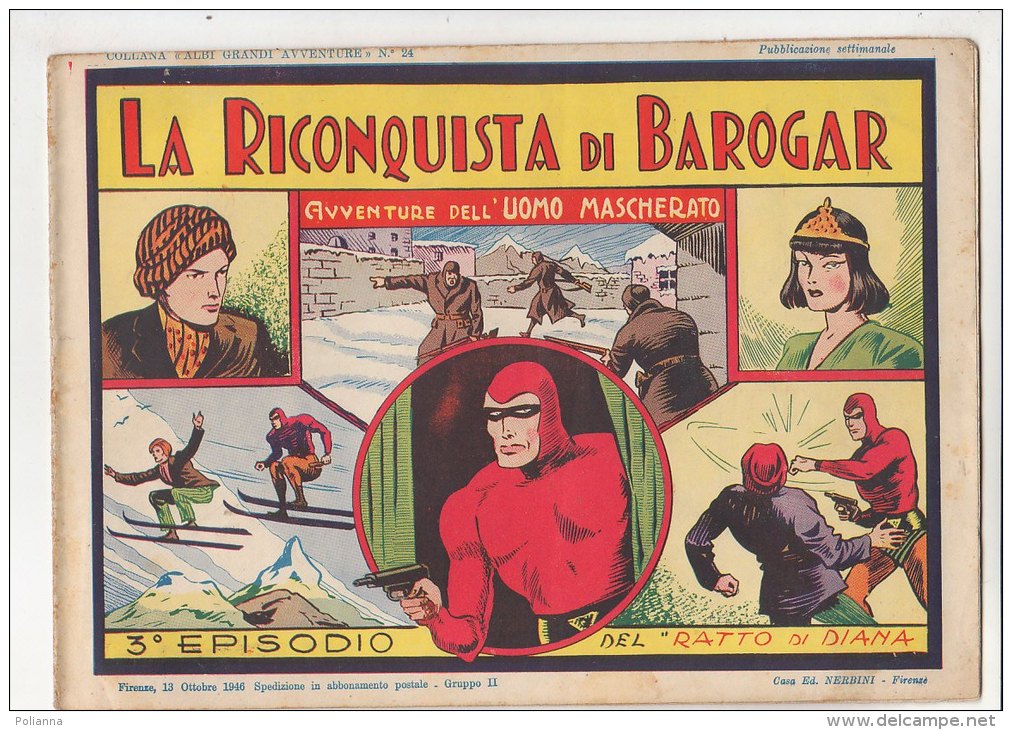 PFI/38 ALBI GRANDE AVVENT.n.24 UOMO MASCHERATO LA RICONQUISTA DI BAROGAR Nerbini 1946 - Comics 1930-50