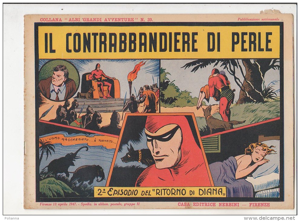 PFI/41 ALBI GRANDE AVV. N.27 UOMO MASCHERATO IL CONTRABBANDIERE DI PERLE Nerbini 1947 - Comics 1930-50