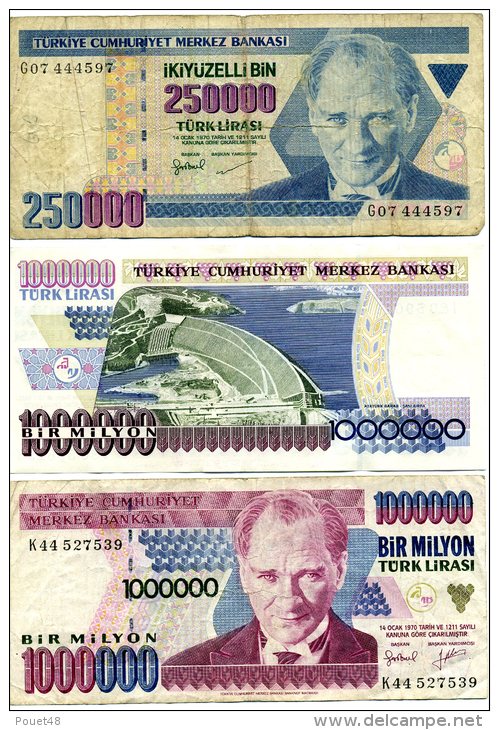 Lot De 3 Billets De Turquie - Turkey