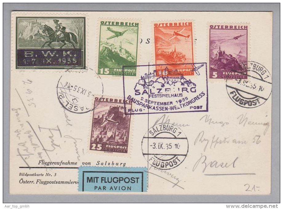 Oesterreich Flugpost 1935-09-03 Salzburg Flugpostkarte Nach Basel - Autres & Non Classés