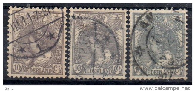 Pays Bas ; Nederland ; 1898 ;n° Y: 53 X3 ; Ob ; " 3 Teintes " ; Cote Y :  E. - Oblitérés