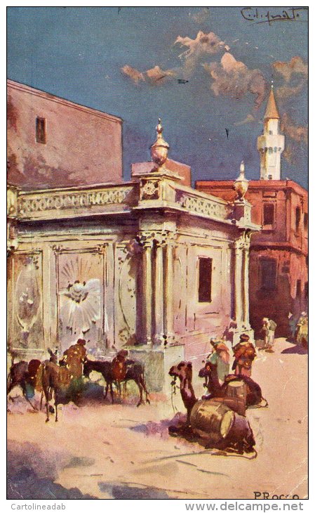 [DC8953] LIBIA - TRIPOLI - LA FONTANA DELL'ACQUA DI BUMELIANA - Viaggiata 1912 - Old Postcard - Libia