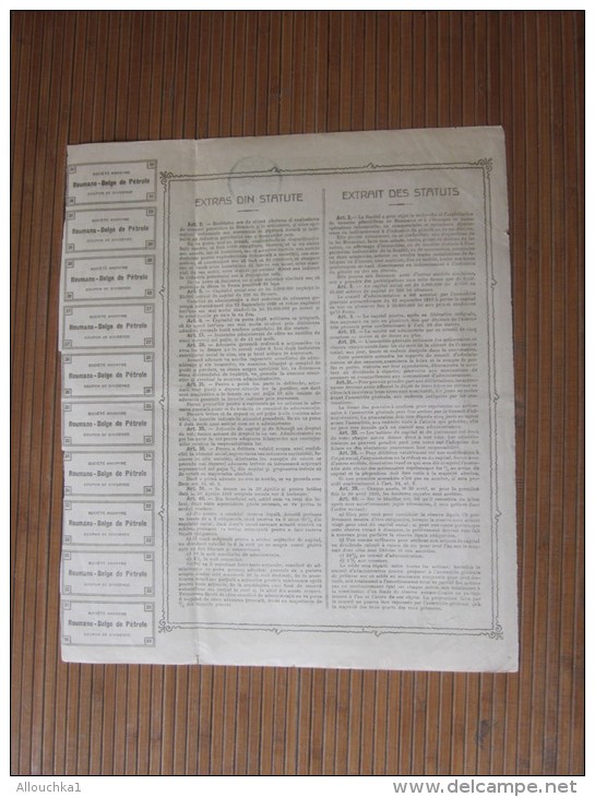 Bucarest Février 1908 ROMANAO BELGIANA  Belge De Pétrole TITRE-ACTION 200 Lei Au Porteur - Aardolie