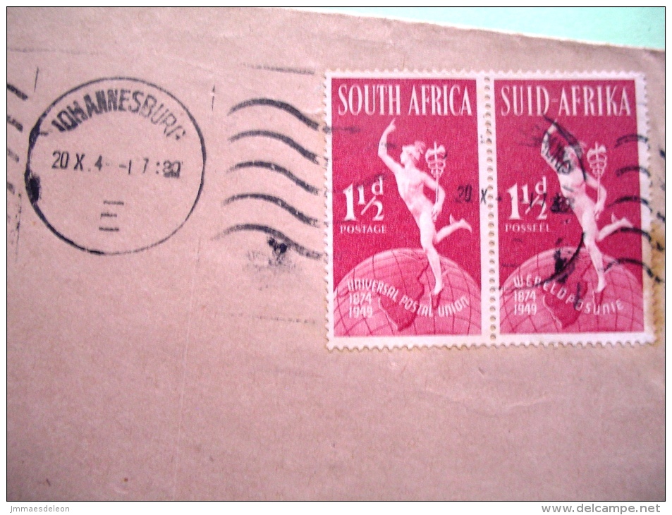 South Africa 1949 Cover To East London - Mercury And Globe - Pair - Briefe U. Dokumente