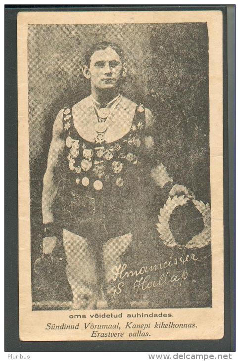 WEIGHTLIFTING  1922 WORLD CHAMPION   SAUL HALLAP , LATER  CIRCUS  ARTIST , ESTONIA , OLD CARD, O - Haltérophilie