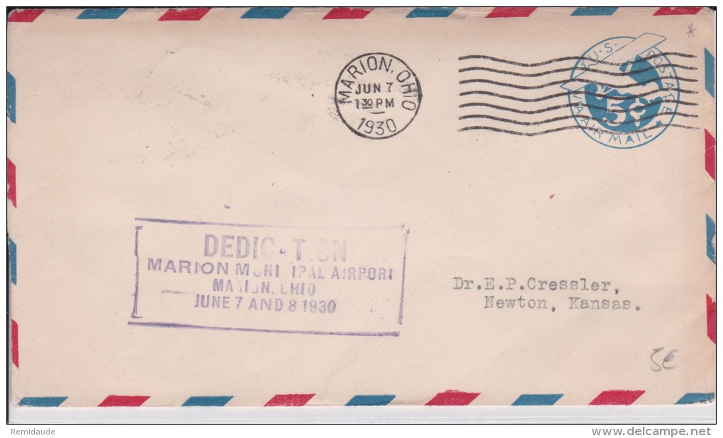 USA - 1930  - POSTE AERIENNE - ENTIER AIRMAIL De MARION ( OHIO )  -  DEDICATION - - 1c. 1918-1940 Storia Postale