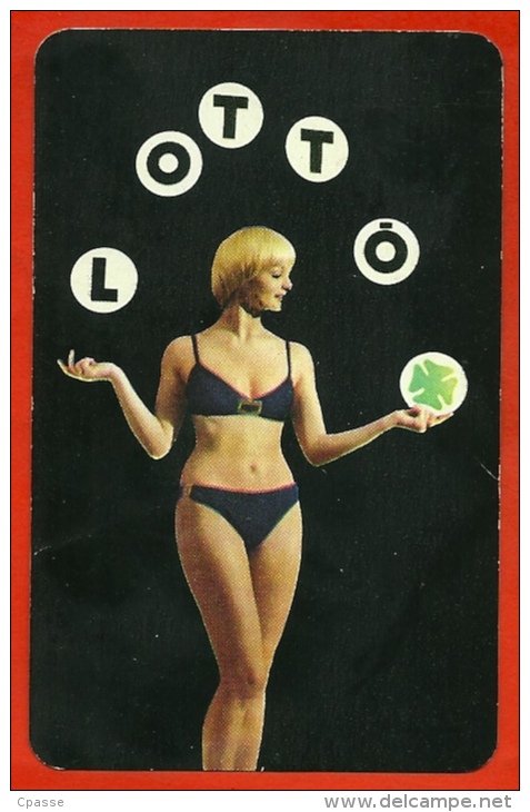 Petit Calendrier Publicitaire 1975 - "Lotto Toto" Loto Loterie Erotique Sexy Pin-Up Trèfle - PUB Publicité (Hongrie) - Tamaño Pequeño : 1971-80