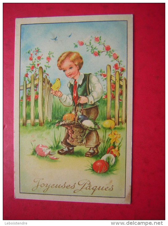 CPSM  BELLE ILLUSTRATION JOYEUSES PAQUES ENFANT POUSSIN ET OEUFS     VOYAGEE 1953 ?? EDIT : PHOTO CHROM SERIE 205 - Pâques