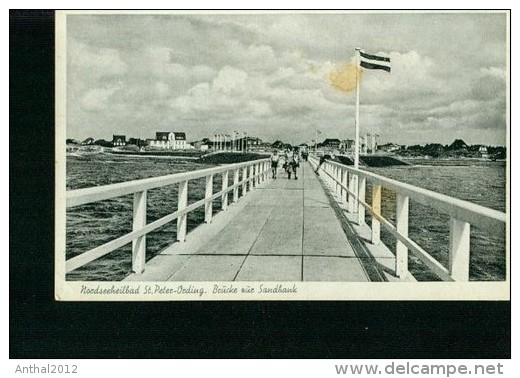 St. Peter-Ording Brücke Zur Sandbank Fahne Flagge 1954 - St. Peter-Ording