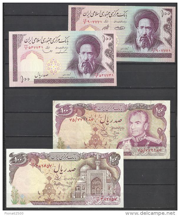 IRAN . LOT DE QUATRE BILLETS DE 100 RIALS . - Iran