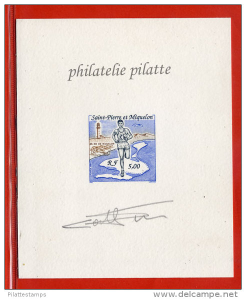 SAINT PIERRE ET MIQUELON N°522 EPREUVE D´ARTISTE PHARE,COURSE A PIED COULEUR DEFINITIVE - Non Dentelés, épreuves & Variétés