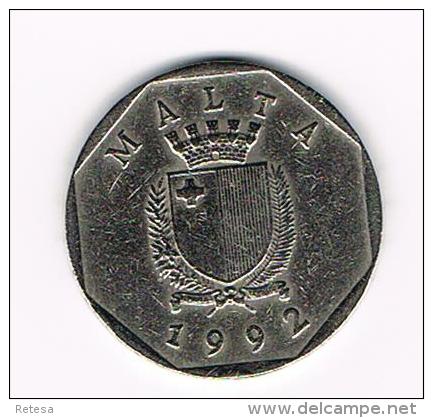 - MALTA  50 CENTS 1992 - Malta