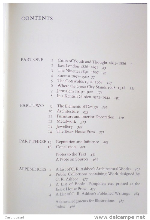 livre c r ashbee architect designer romantic socialist - winner of the duff cooper memorial prize 1986 - alan crawford