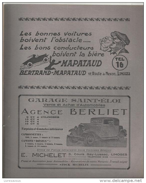 Revue L´automobile-club Limousin N°1 De Janvier 1934 Avec Une Carte Périodique De L´état Des Routes Au 01/01/1934 - 1900 - 1949