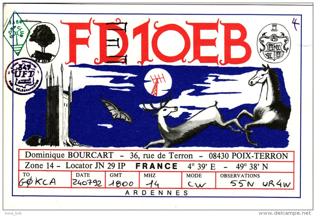 Amateur Radio QSL Card France FD1OEB Poix-Terron Ardennes - Radio Amateur