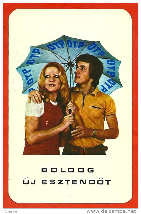 Petit Calendrier Publicitaire 1974 Couple Sous Un Parapluie - PUB Publicité (Hongrie) - Kleinformat : 1971-80