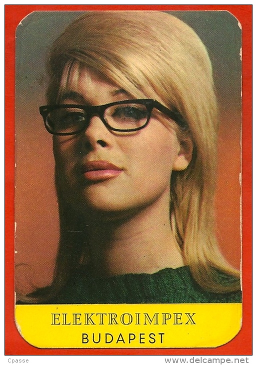 Petit Calendrier Publicitaire 1966 - Jolie Femme Blonde à Lunettes - PUB Publicité (Elektroimpex Budapest Hongrie) - Petit Format : 1961-70