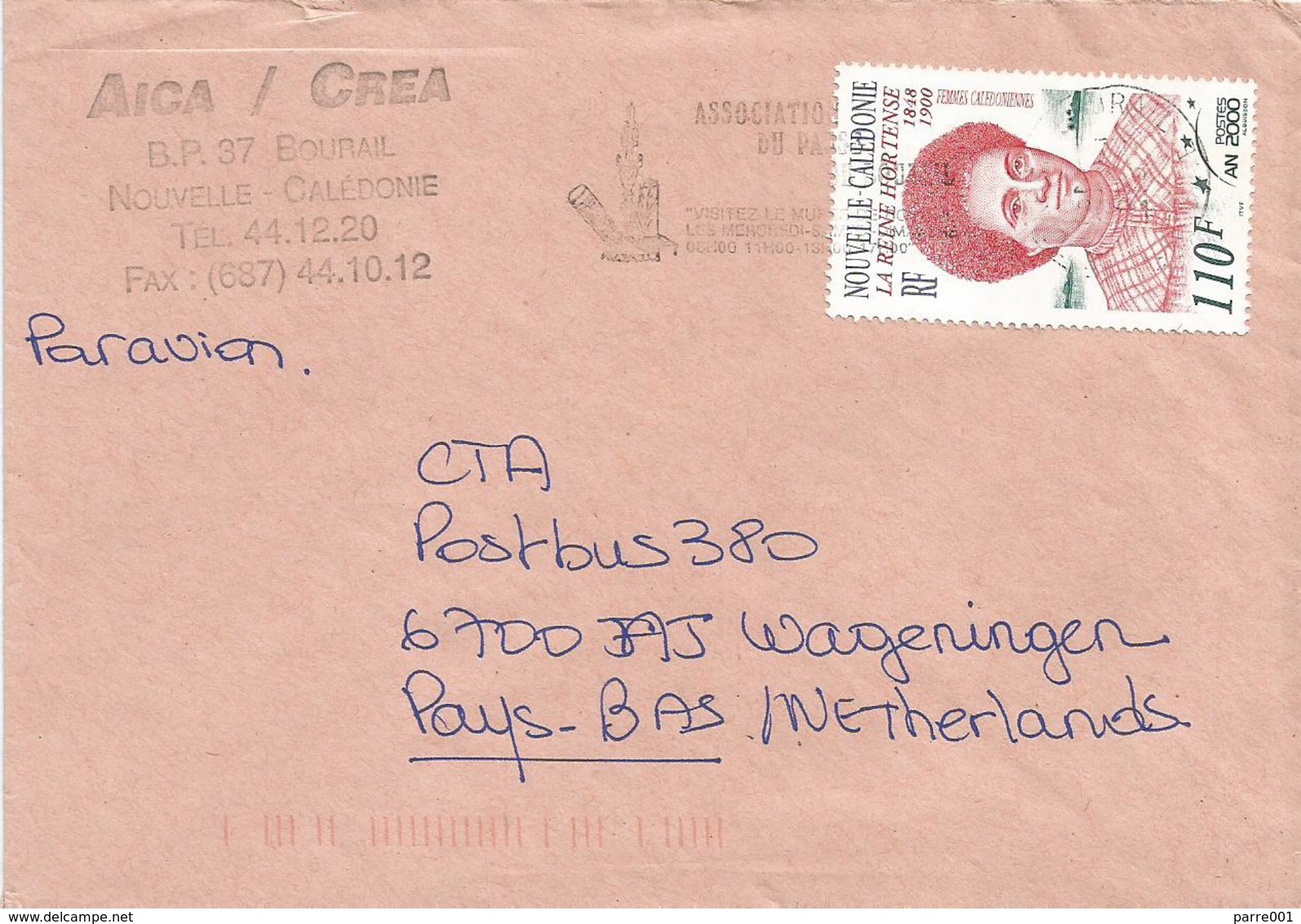 Nouvelle Caledonie 2001 Bourail Woman Queen Hortense Millennium Year Cover - Lettres & Documents