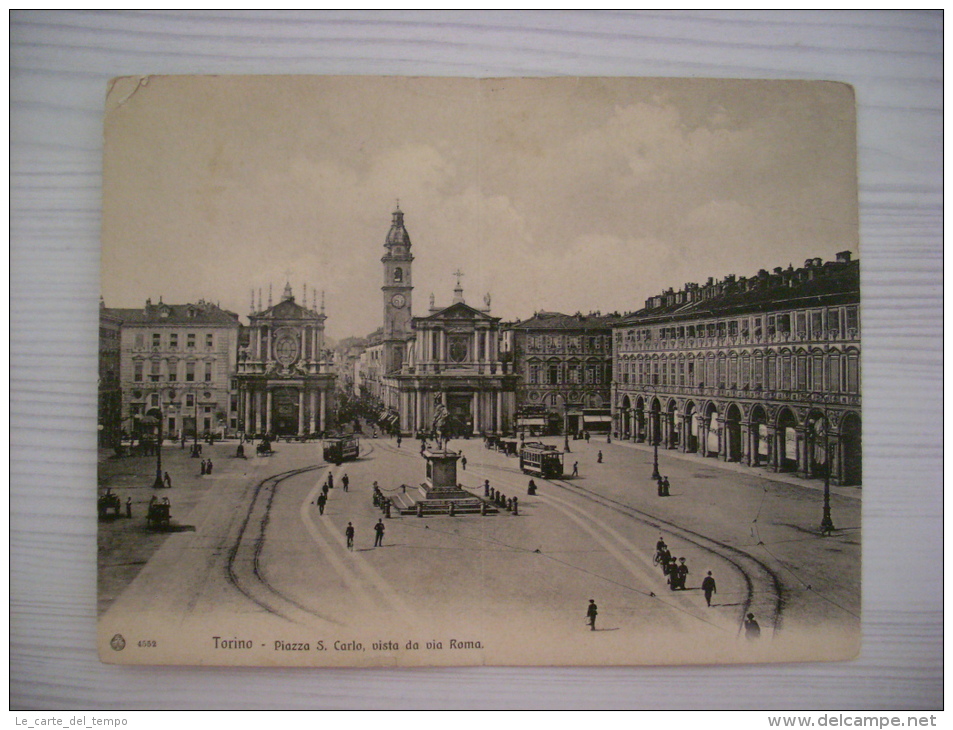 Cartolina Doppia TORINO - Piazza S.Carlo Vista Da Via Roma. Editore Diana. Primi'900 - Places