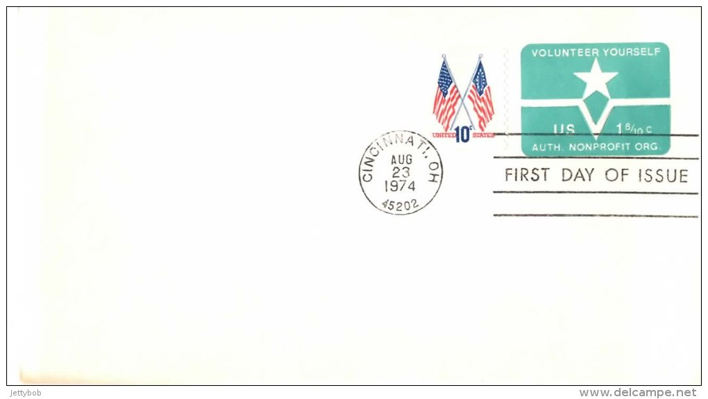 USA Unaddressed FDC "Volunteer Yourself" 1.8c Postal Stationary Envelope With Additional 10c Stamp - 1961-80