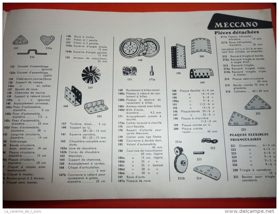 Rare livret ancien catalogue MECCANO Trains HORNBY DINKY TOYS, pièces, 1958, tarifs