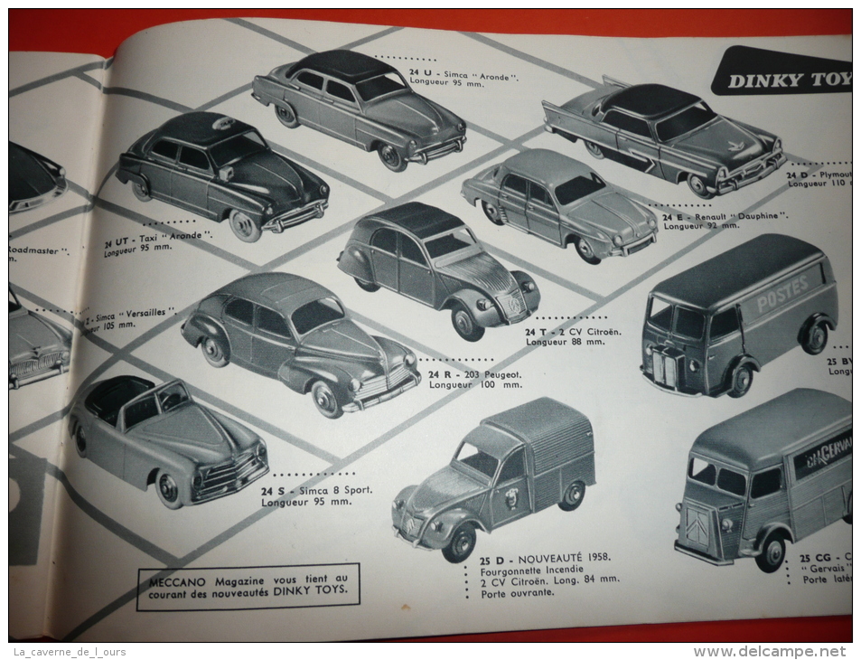 Rare livret ancien catalogue MECCANO Trains HORNBY DINKY TOYS, pièces, 1958, tarifs