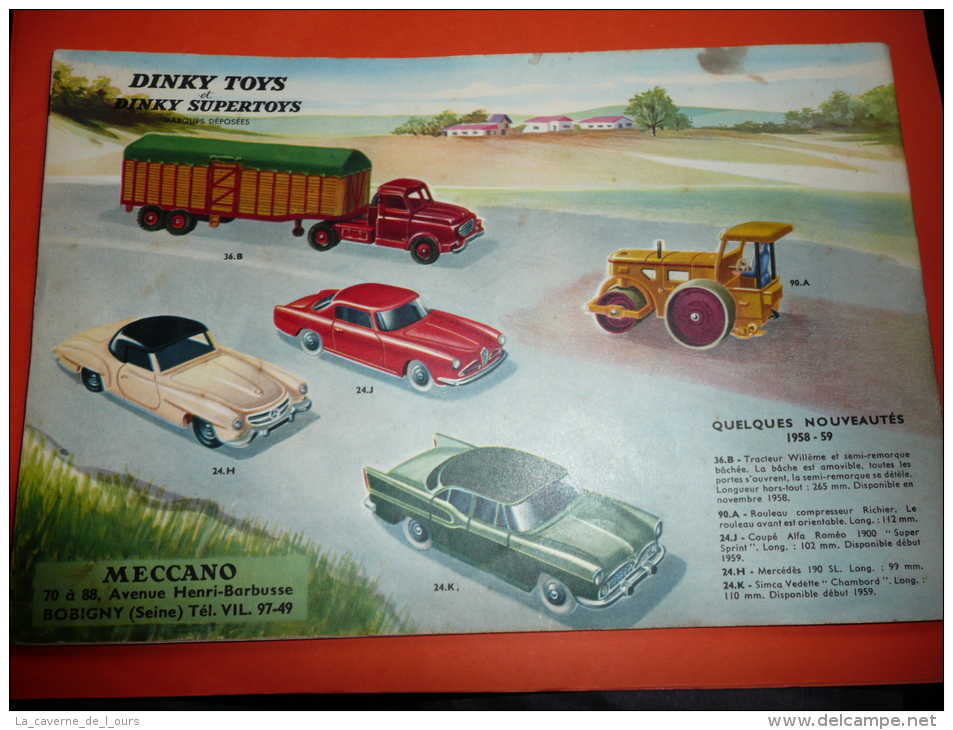 Rare livret ancien catalogue MECCANO Trains HORNBY DINKY TOYS, pièces, 1958, tarifs