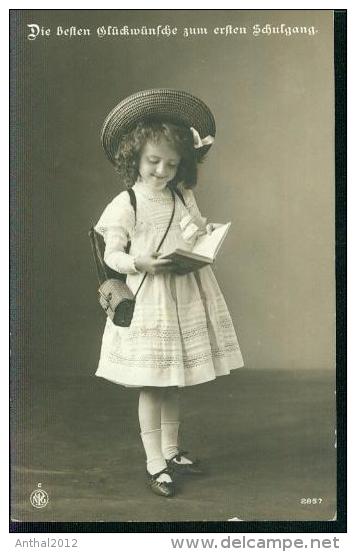 Début De L'école Ersten Schulgang Start Of School Girl Enfant Filles Sw 21.4.1912 - Premier Jour D'école