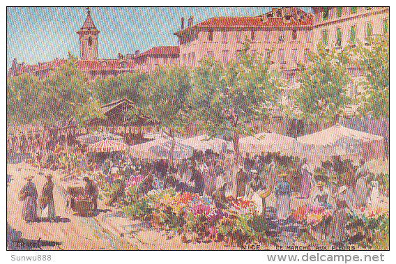 06 - Nice - Le Marché Aux Fleurs (colorée Comba, Peu Vue) - Marchés, Fêtes