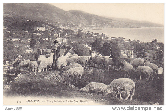 06 - Menton - Vue Générale Prise Du Cap-Martin (animée, Moutons) - Menton