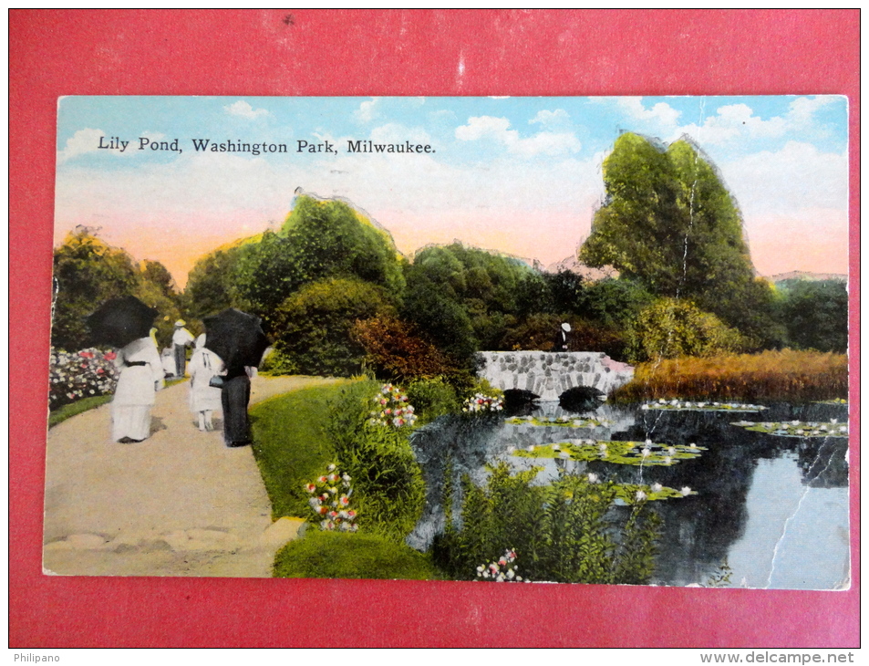 - Wisconsin > Milwaukee - Lily Pond Washington Park 1915 Cancel Name Rubbed Off Back      Ref 1032 - Milwaukee