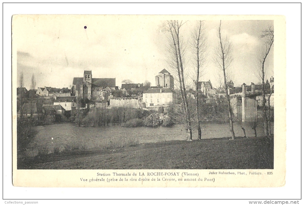 Cp, 86, La Roche-Posay, Vue Générale, Prise De La Rive Droite De La Creuse, En Amont Du Pont - La Roche Posay