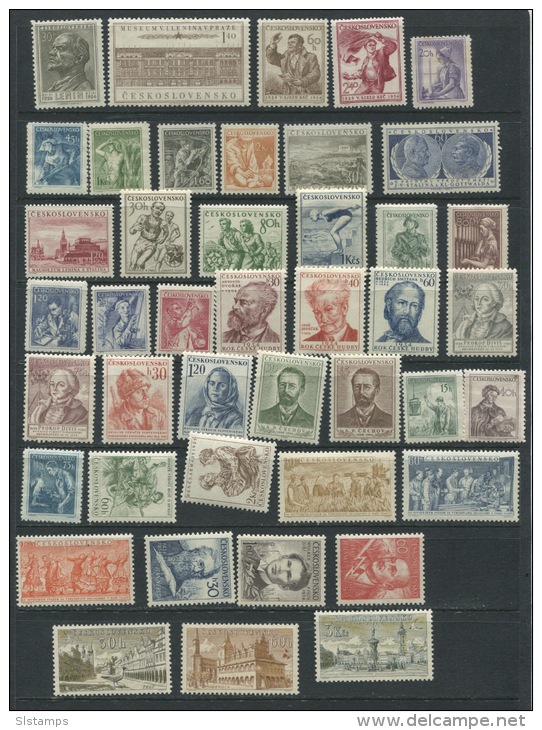 Czechoslovakia  1954 Mi 844-888+Block 15  MNH Complete Year (-1 Stamp) Cv 95 Euro - Komplette Jahrgänge