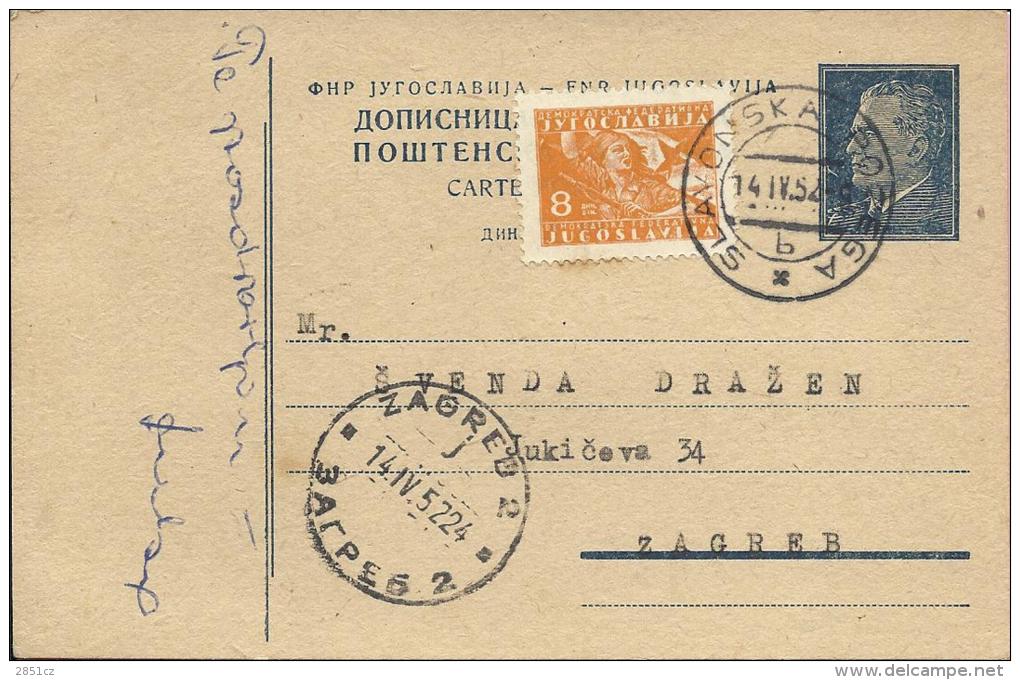 Carte Postale - Slavonska Požega - Zagreb, 1952., Yugoslavia - Covers & Documents