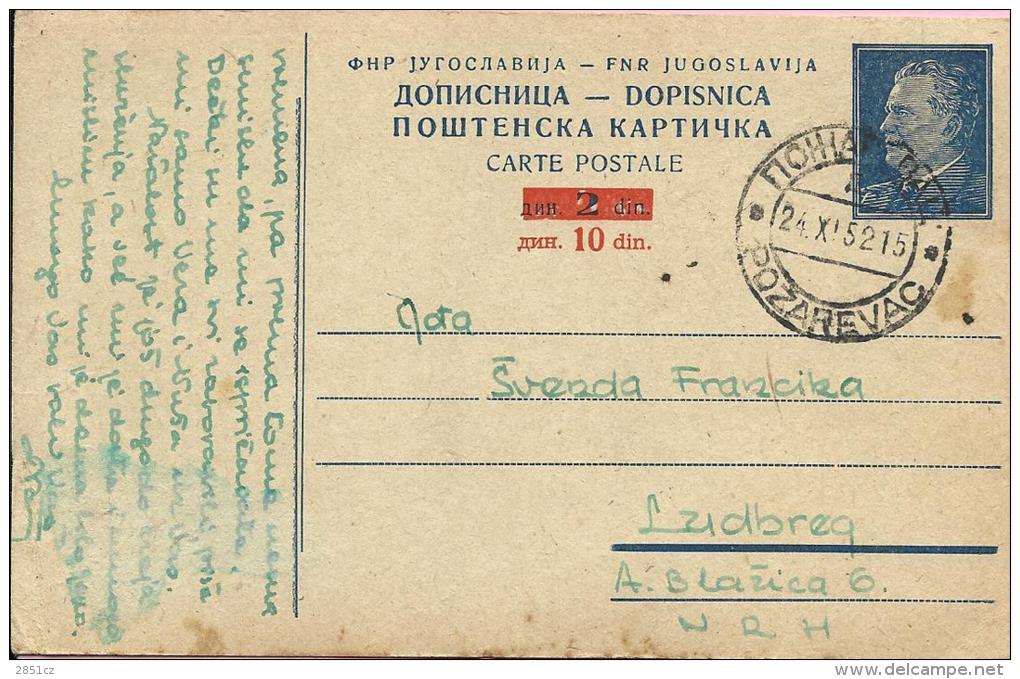 Carte Postale - Požarevac - Ludbreg, 1952., Yugoslavia - Brieven En Documenten