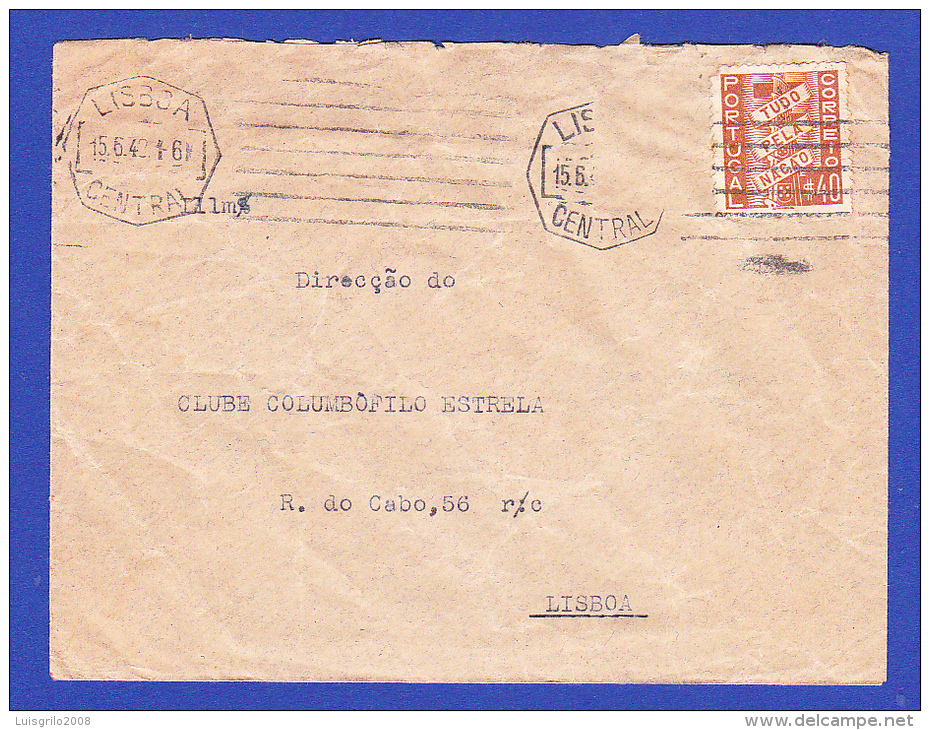 ENVELOPPE --  LISBOA . CENTRAL - 15.6.42 - Lettres & Documents