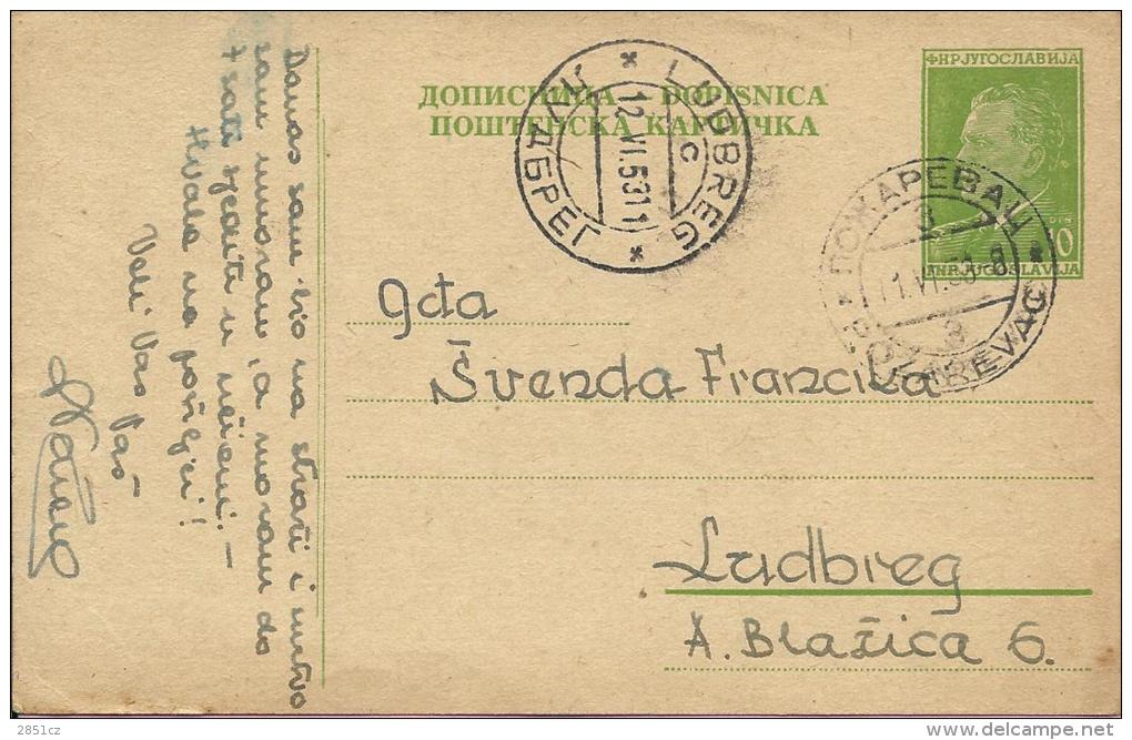 Carte Postale - Požarevac - Ludbreg, 1953., Yugoslavia - Covers & Documents