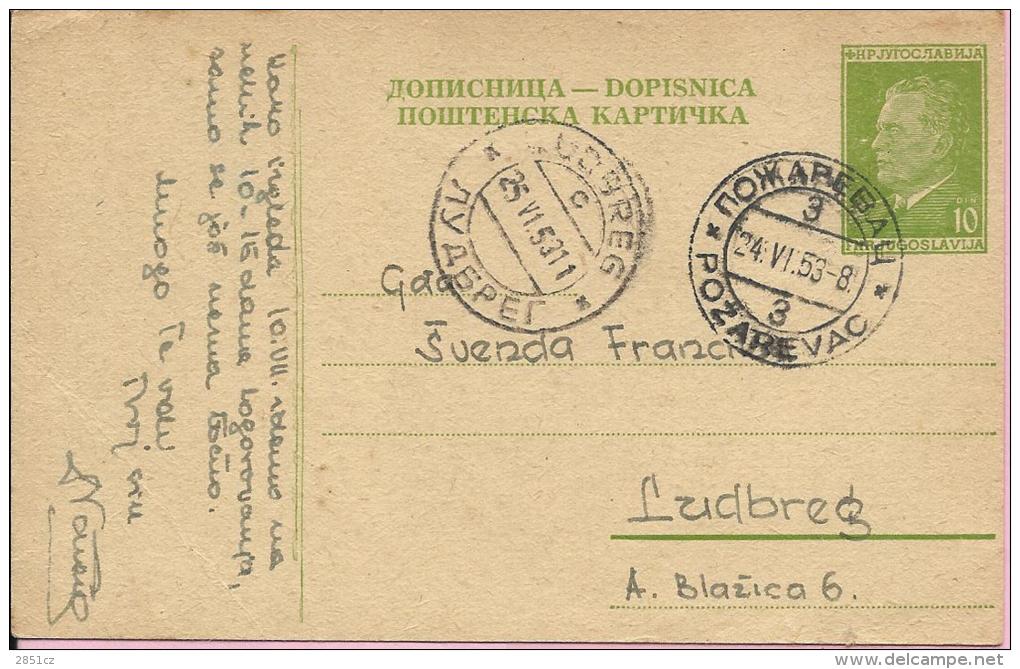 Carte Postale - Požarevac - Ludbreg, 1953., Yugoslavia - Covers & Documents