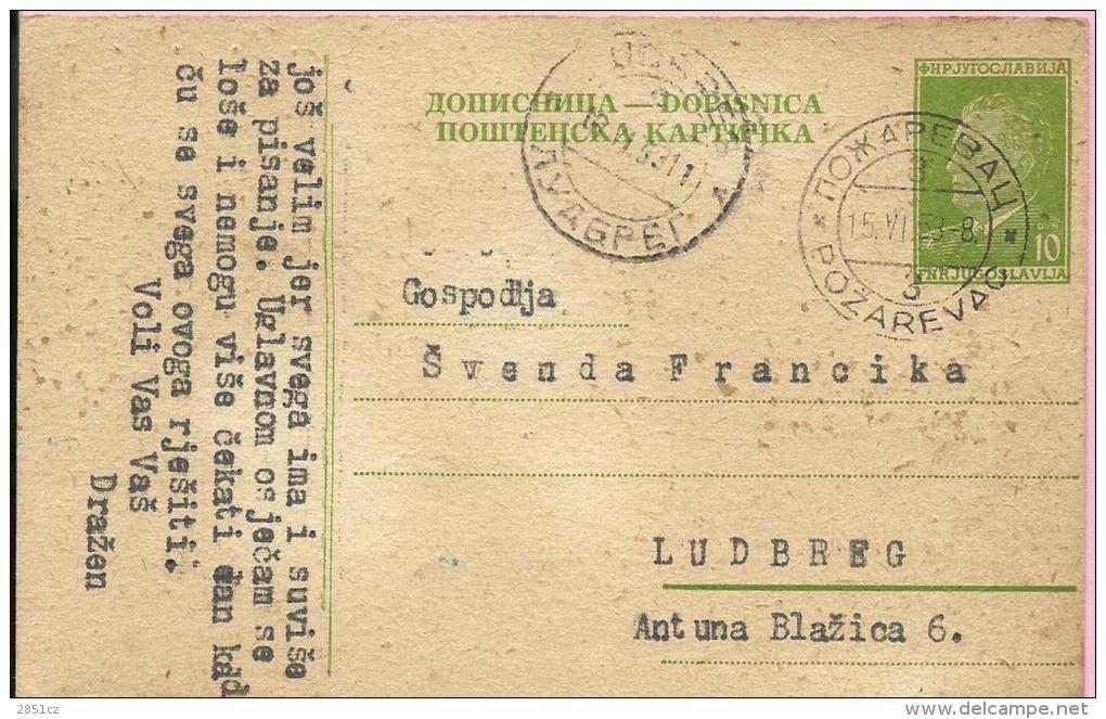 Carte Postale - Požarevac - Ludbreg, 1953., Yugoslavia - Covers & Documents