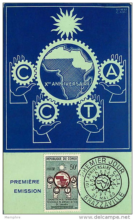 1960  Commission De Coopération Technique En Afrique Au Sud Du Sahara  Carte Maximum - FDC