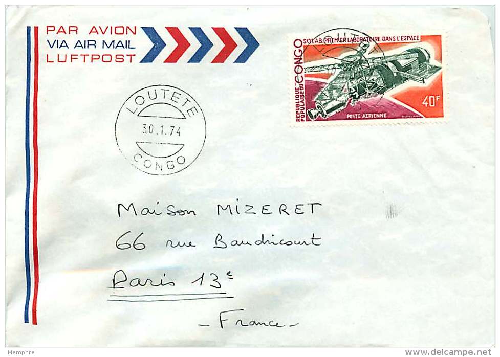 1974  Lettre Avion  Pour La France  Skylab  Poste Aérienne - Usati