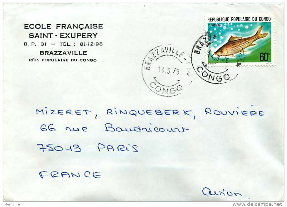 1978  Lettre   Pour La France  Poisson Mongandza - Oblitérés