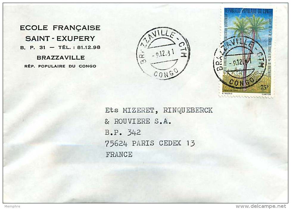 1981  Lettre   Pour La France   Palmier - Oblitérés