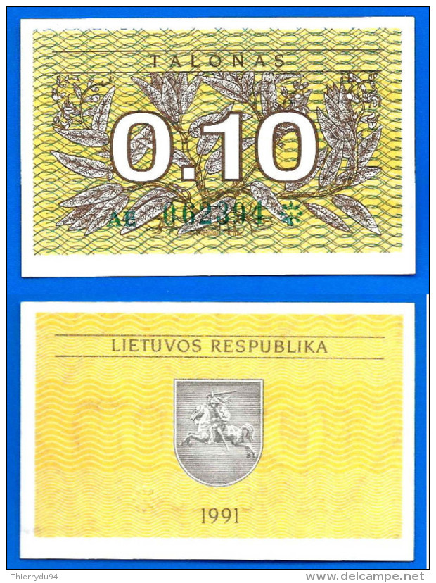 Lituanie 0.10 Talonas 1991 Sans Texte Nombre Vert Neuf UNC Plant Litu Paypal Skrill Bitcoin Ok - Lituanie