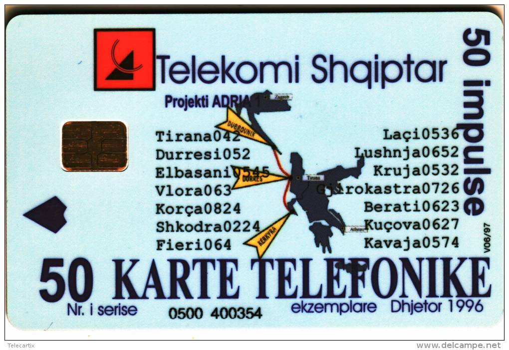 **Télécarte à Puce  D'ALBANIE  "Projekti Adria 1" 50 Units Utilisée  Qualité TB  **** N° Lot: 0500  400354 - Albania