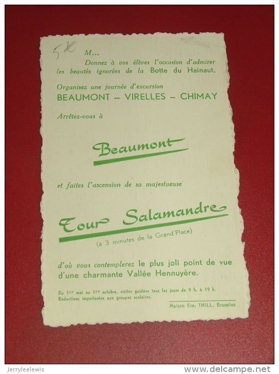 BEAUMONT  -   Tour Salamandre  - Carte Publicitaire -  (2 Scans) - Beaumont