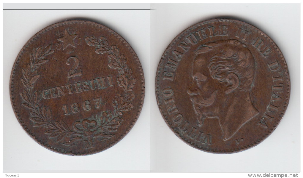 **** ITALIE - ITALIA - 2 CENTESIMI 1867 M VITTORIO EMANUELE II **** EN ACHAT IMMEDIAT !!! - 1861-1878 : Victor Emmanuel II