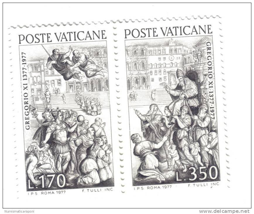 CITTA' DEL VATICANO 1977 6° CENTENARIO DEL RITORNO DI GREGORIO XI A ROMA 170+350  LIRE NUOVI ** COD.FRA.53 - Unused Stamps